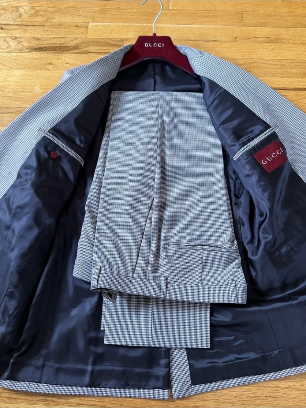 Gucci Men's Black & Gray Micro Check Two-Piece Suit